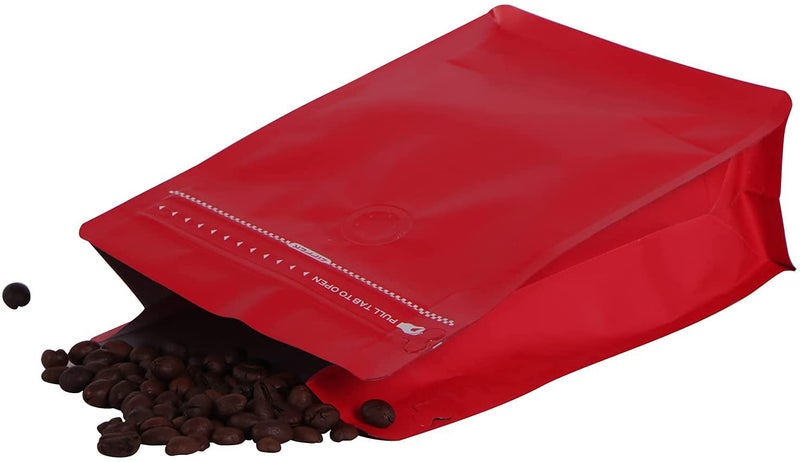 REMTAP Coffee Bags with Valve (50pcs,8oz) Red High Barrier Aluminumed Foil Flat Bottom Standing Coffee Beans Storage Bags,Reusable Heat Sealable Side Zipper Pouches for Home or Store - Image 4